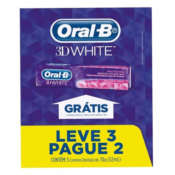 Creme Dental Oral B 3D White Brilliant Fresh 70g Leve 3 Pague 2 - Oral -b