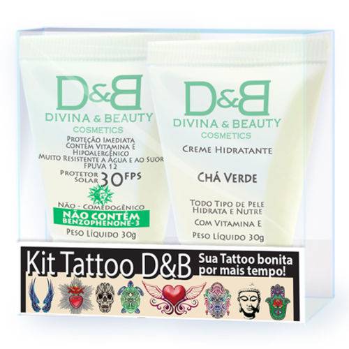 Tudo sobre 'Creme Hidratante Tatuagem Chá Verde e Protetor Solar FPS30 Divina&Beauty Tattoo'