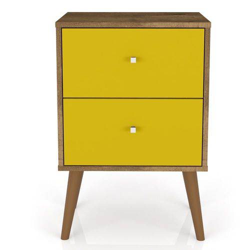 Criado Mudo com 02 Gavetas MB 2015 Madeira Rústica Amarelo - LymDecor
