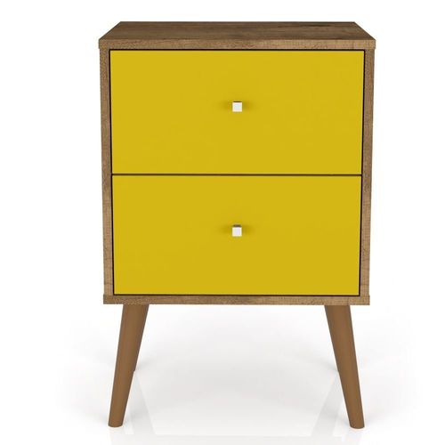 Criado Mudo com 02 Gavetas MB 2015 Madeira Rústica Amarelo - LymDecor