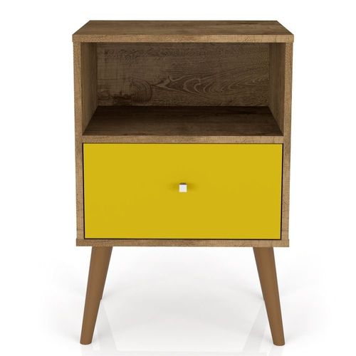 Criado Mudo com 01 Gaveta MB 2014 Madeira Rústica Amarelo - LymDecor