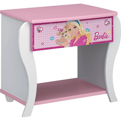 Tamanhos, Medidas e Dimensões do produto Criado-mudo Infantil Barbie Star 5A Rosa e Branco - Pura Magia