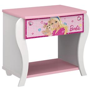 Criado-Mudo Infantil Pura Magia Barbie Star com 1 Gaveta - Rosa/Branco