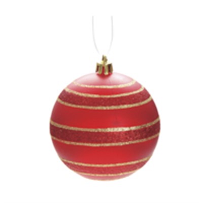Cromus Natal - Bola com Glitter Vermelho e Ouro 10 Cm (Bolas) - 1