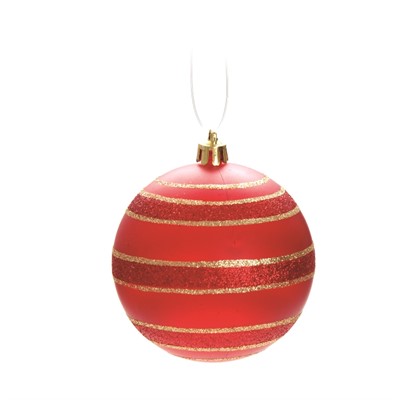 Cromus Natal - Bola com Glitter Vermelho e Ouro 8 Cm (Bolas) - 1