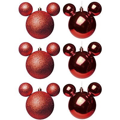 Cromus Natal - Bola Lisa e Glitter Ouro 8 Cm (Disney) - 1 Jogo com 4
