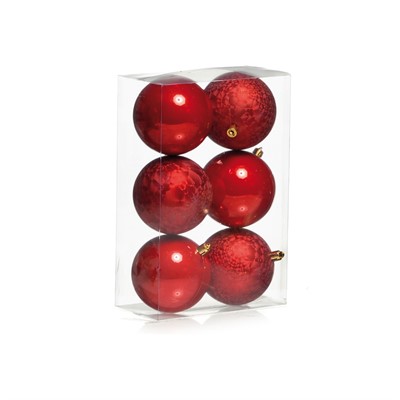 Cromus Natal - Bola Lisa e Pinha Vermelho 10 Cm (Bolas) - 1 Jogo com