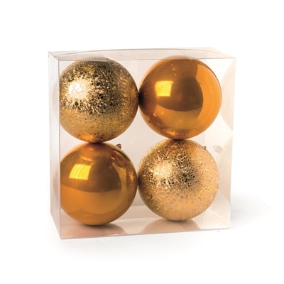Cromus Natal - Bola Perolada e Craquelada Ouro 12 Cm (Bolas) - 1