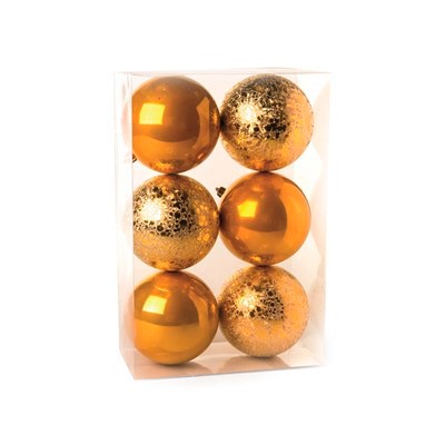 Cromus Natal - Bola Perolada e Craquelada Ouro 10 Cm (Bolas) - 1