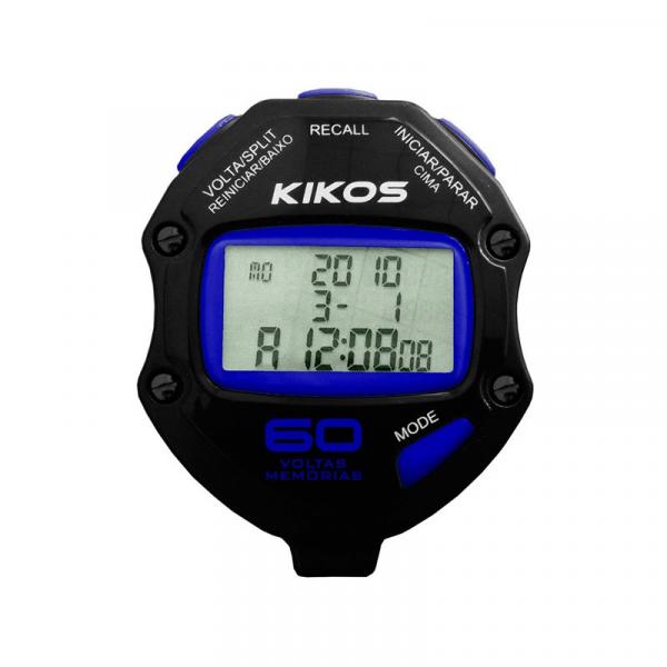 Cronômetro Digital Kikos CR60 60 Voltas Preto e Azul com Display LCD