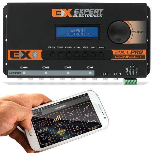 Crossover Expert PX1 Connect 4 Canais Processador de Áudio Digital Equalizador Bluetooth