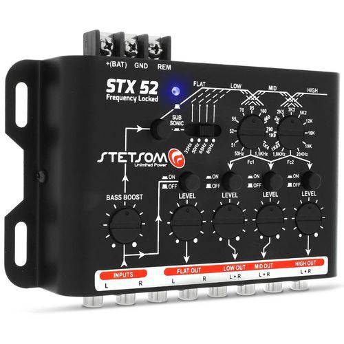 Tudo sobre 'Crossover Stetsom STX52 Frequency Locked 4 Vias Mono ou Stereo Mesa Som Automotivo'