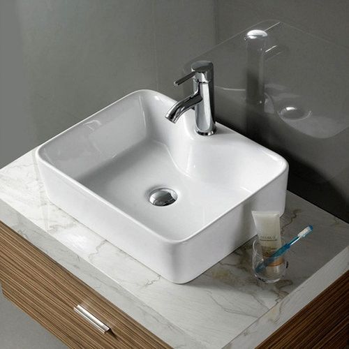 Cuba de Semi-Encaixe Banheiro Lavabo Sobrepor de Porcelana Cerâmica Louça C283 - Premierdecor
