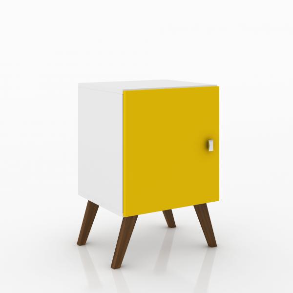 Cubo Retrô 1 Porta Branco / Amarelo - Movelbento