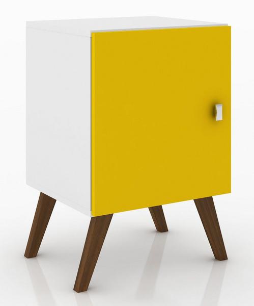 Cubo Retrô 1 Porta Branco/Amarelo - Movelbento