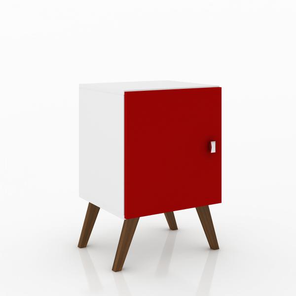 Cubo Retrô com Porta Rt3012 Branco/vermelho Movelbento