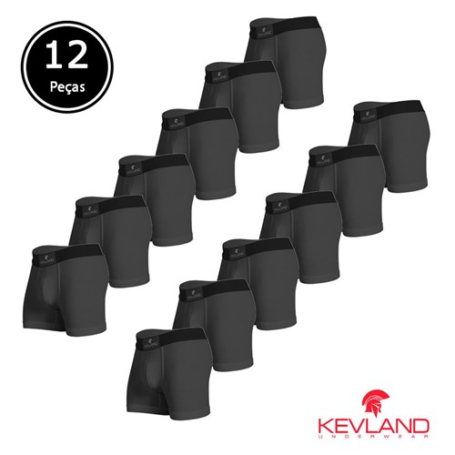 Cuecas Boxer Kevland - Kit com 12 Peças Oxford Chumbo (G, Cinza)