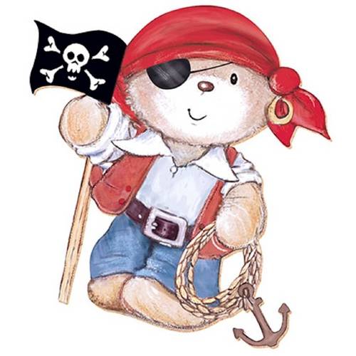 Decoupage Aplique em Papel e Mdf Ursinho Pirata Apm8-317 - Litoarte