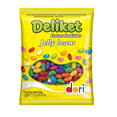 Deliket Jelly Beans - Bala de Goma Confeitada - Embalagem 500 Gr