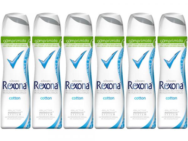 Desodorante Aerosol Antitranspirante Feminino - Rexona Motion Sense Cotton 85ml 6 Unidades