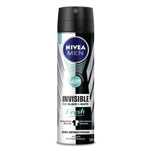 Desodorante Aerosol Nivea Men Invisible Black White Fresh 150ml - Nívea