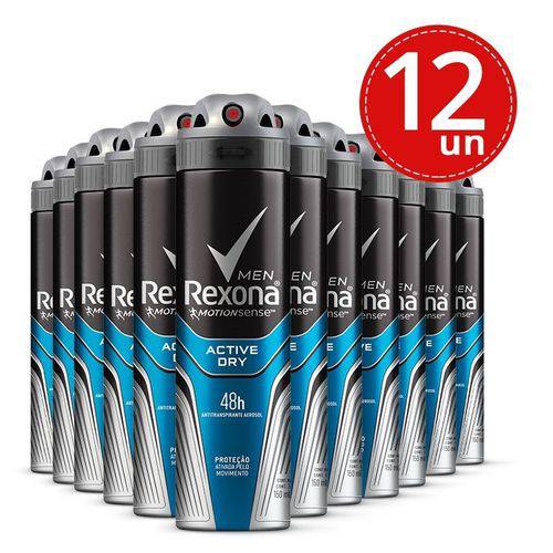 Desodorante Aerosol Rexona Masculino Active Dry 150ml 12 Unidades