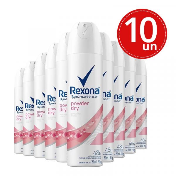 Desodorante Aerosol Rexona Powder Dry 150ml/90g - 10 Unidades