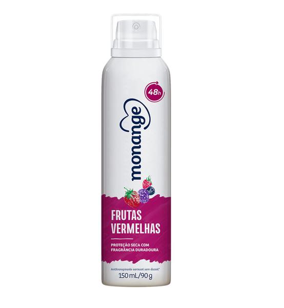 Desodorante Antitranspirante Aerosol Frutas Vermelhas Feminino 150ml Monange - 1 Unidade