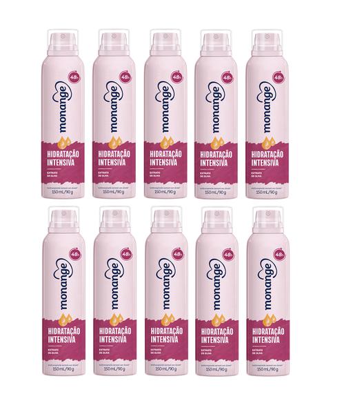 Desodorante Antitranspirante Aerosol Hidratação Intensiva Feminino 150ml Monange - 10 Unidades
