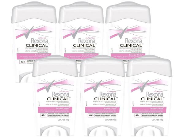 Tudo sobre 'Desodorante Antitranspirante Feminino Rexona - Clinical 6 Unidades de 48g Cada'