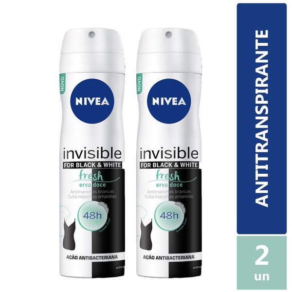 Desodorante Nivea Invisible Black White Fresh Feminino Aerosol 2un - Nívea