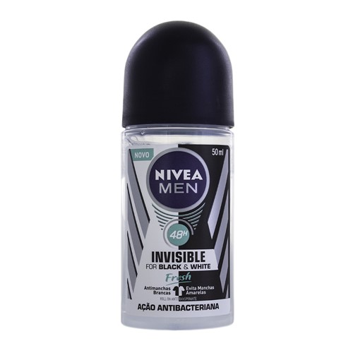 Desodorante Nivea Men Invisible Black & White Fresh Roll-on Antitranspirante 48h 50ml
