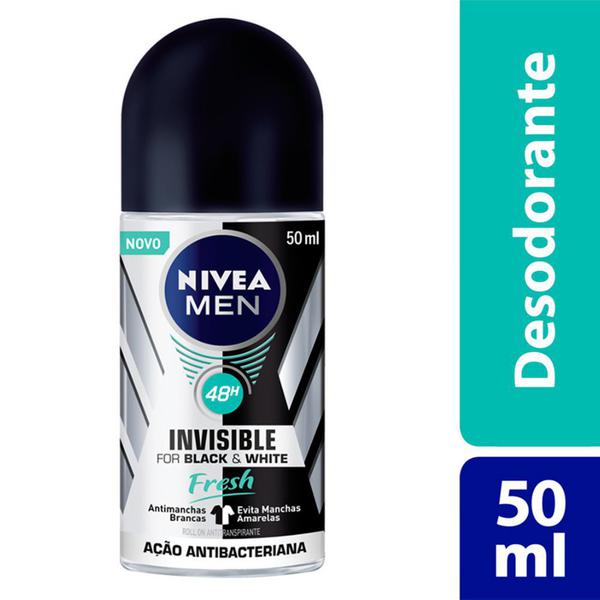 Desodorante Nivea Men Invisible For Black White Fresh Roll-on Antitranspirante 48h 50ml