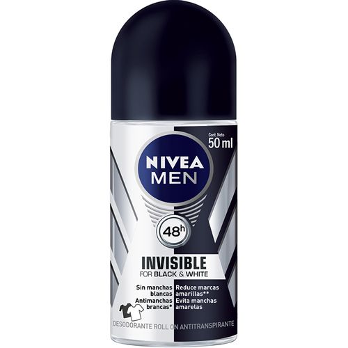 Desodorante Nivea Roll-on Masculino Invisible Black 50 Ml Desodorante Nívea Roll On Masculino Invisible Black 50 Ml