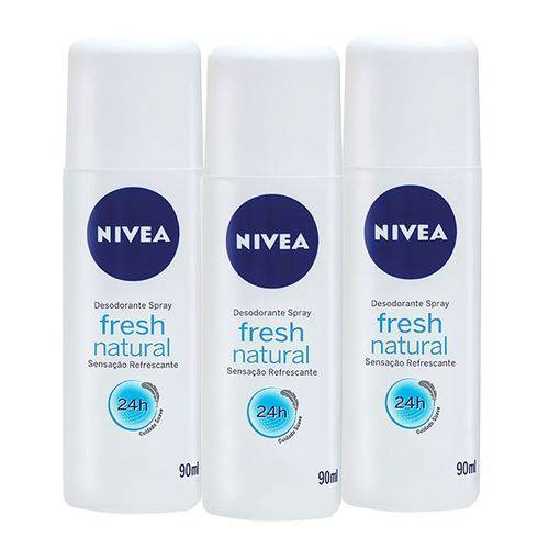 Desodorante Nivea Spray Fresh Natural 24h C/ 3 Unid de 90mL