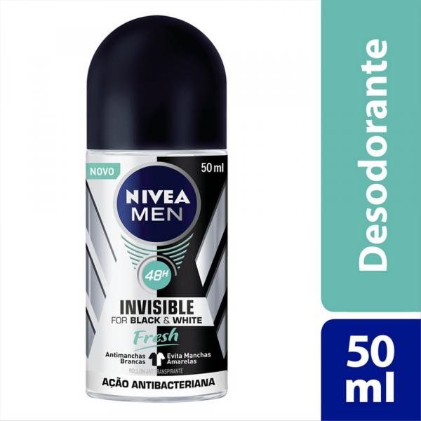 Desodorante Roll On Nivea Invisible Black White Masculino 50ml