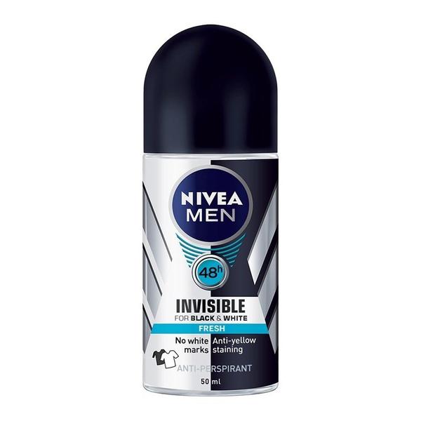 Desodorante Roll On Nivea Men Invisible Black White Fresh 50ml - Nívea