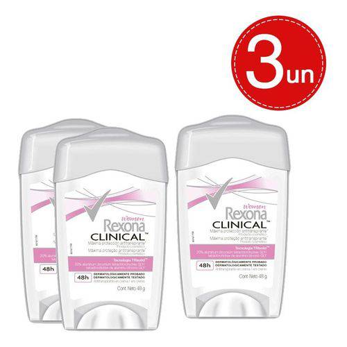 Desodorante Stick Rexona Clinical Creme Soft Women 45g - 3 Unidades