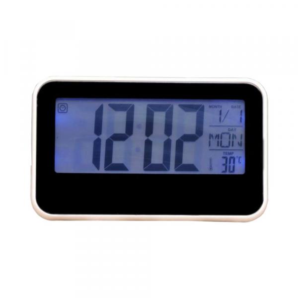 Despertador Digital LCD C/ Medidor de Temperatura Branco C/ Tela Preta DS 2618 - Zgp
