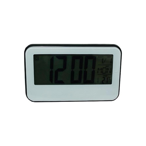Despertador Digital LCD C/ Medidor de Temperatura Preto C/ Tela Branca DS 2618