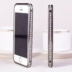 Diamante De Luxo Cristal Rhinestone Bling Metal Frame Bumper Caso Capa Para Iphone 6 (4,7 Polegadas) (black)