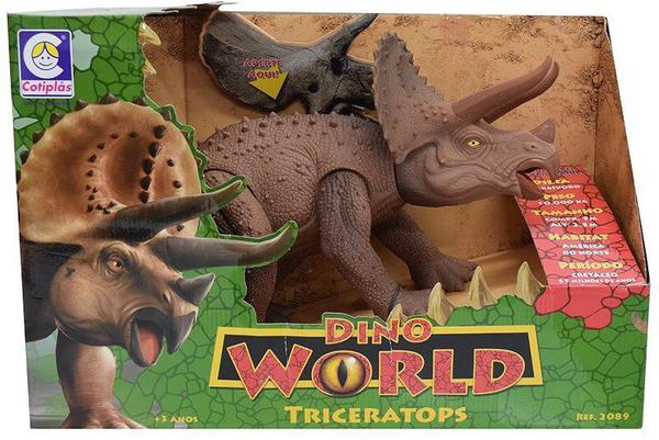 Dinossauro Triceratops Dino World com Som - Cotiplás - 2089 - Cotiplas
