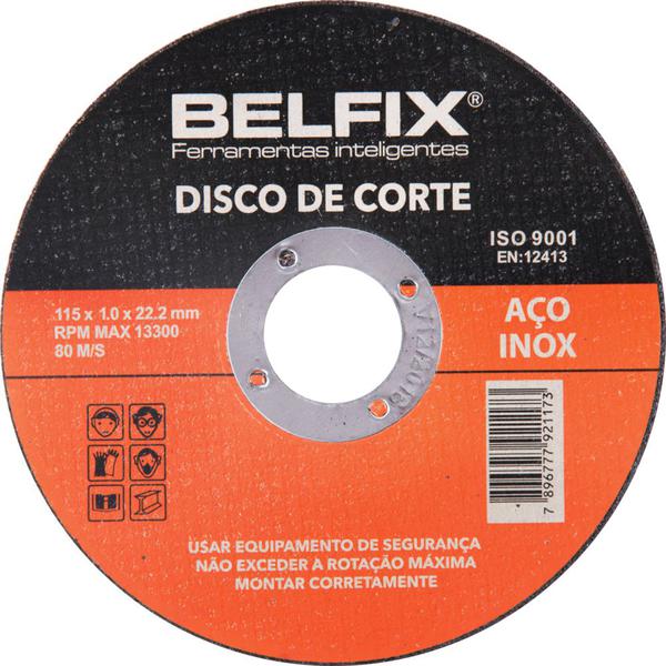 DISCO CORTE 115,0X1,0X22,22 ACO INOX - Belfix
