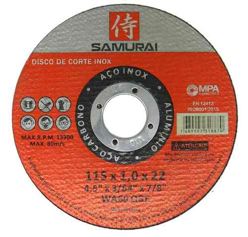 Disco de Corte Fino Inox 4.5" X 1,0x22 Samurai