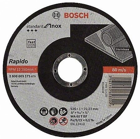 Disco de Corte P/ Inox 125mm Gr.60 - 2 608 603 171 - Bosch
