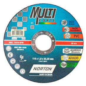 Disco de Corte para Inox 115 X 1,0 X 22,33 Mm - MULTICORTE - Norton
