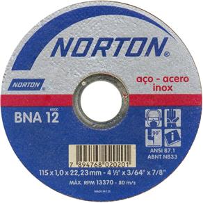 Disco de Corte para Inox 115 X 1,0 X 22 Mm - BNA12 - Norton