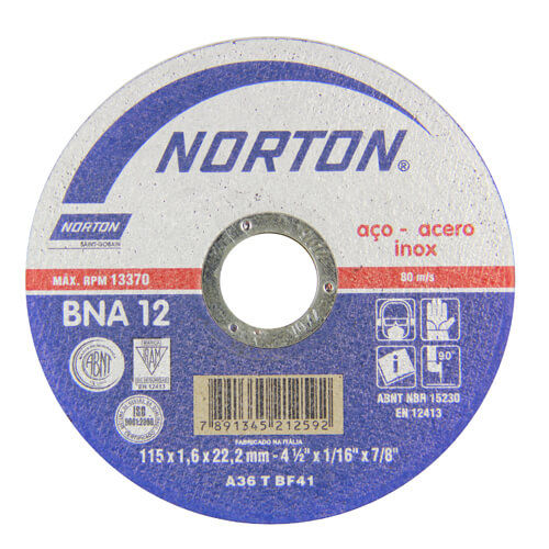 Disco de Corte para Inox 4.1/2" X 1,0mm Bna12 Norton