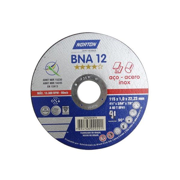 Disco de Corte para Inox 4.1/2x1,0x7/8 BNA12 Norton