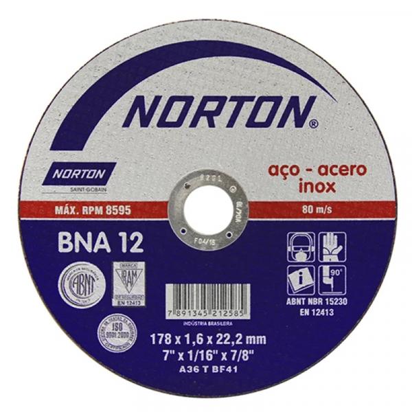 Disco de Corte para Inox 7" X 1.6mm X 7/8" BNA12 - Norton